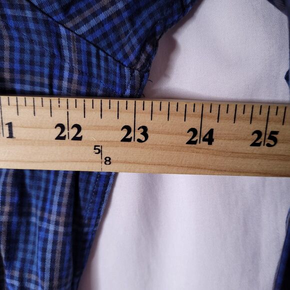 Robert Talbott Shirt Mens Medium Plaid Blue Cotton Tailored - Picture 7 of 12